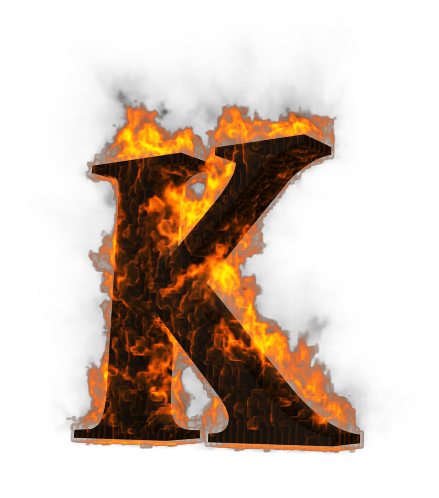Fire alphabet 3d Rendering illustration. png