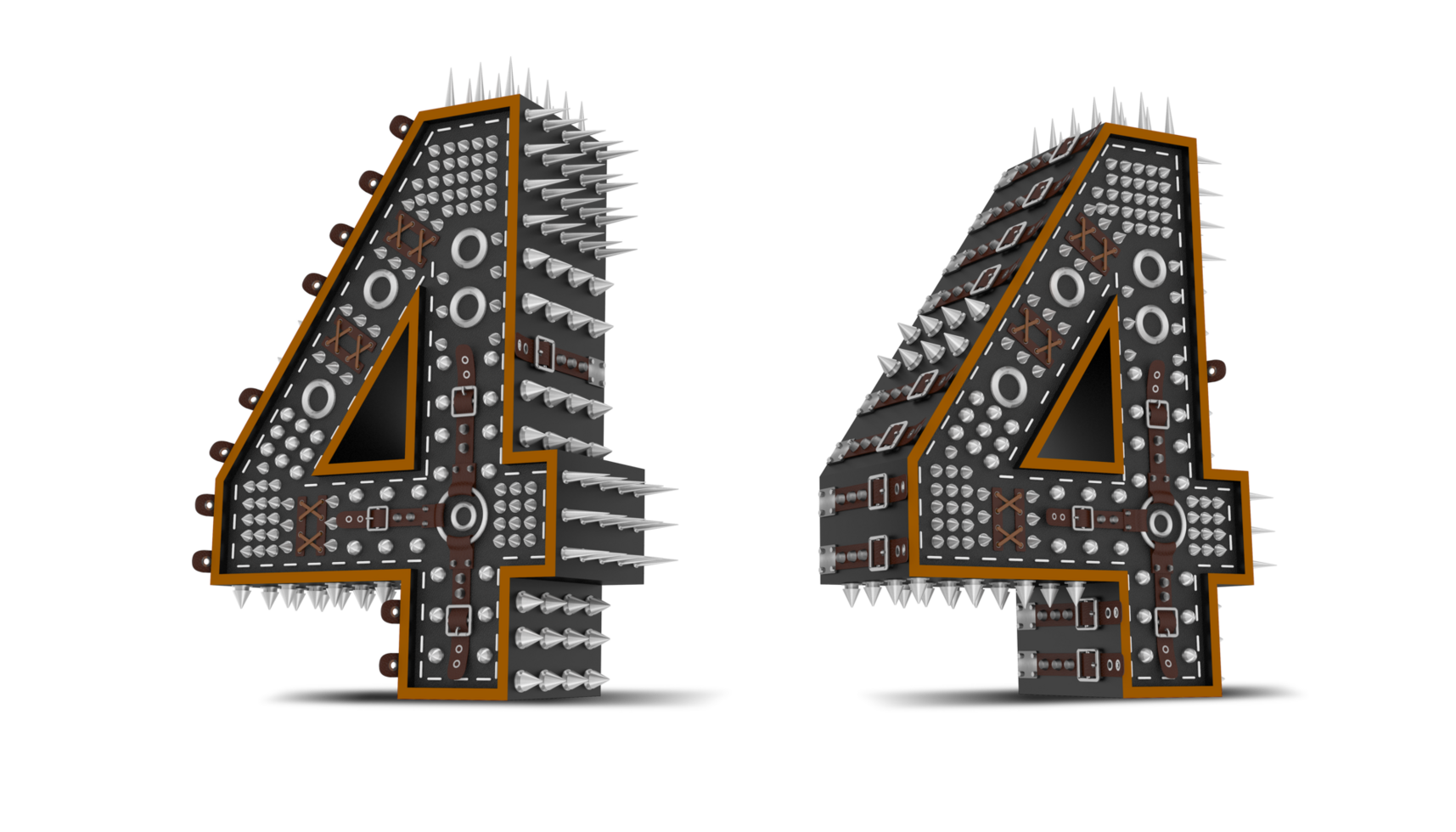 3d Number Punk style, 3d rendering png