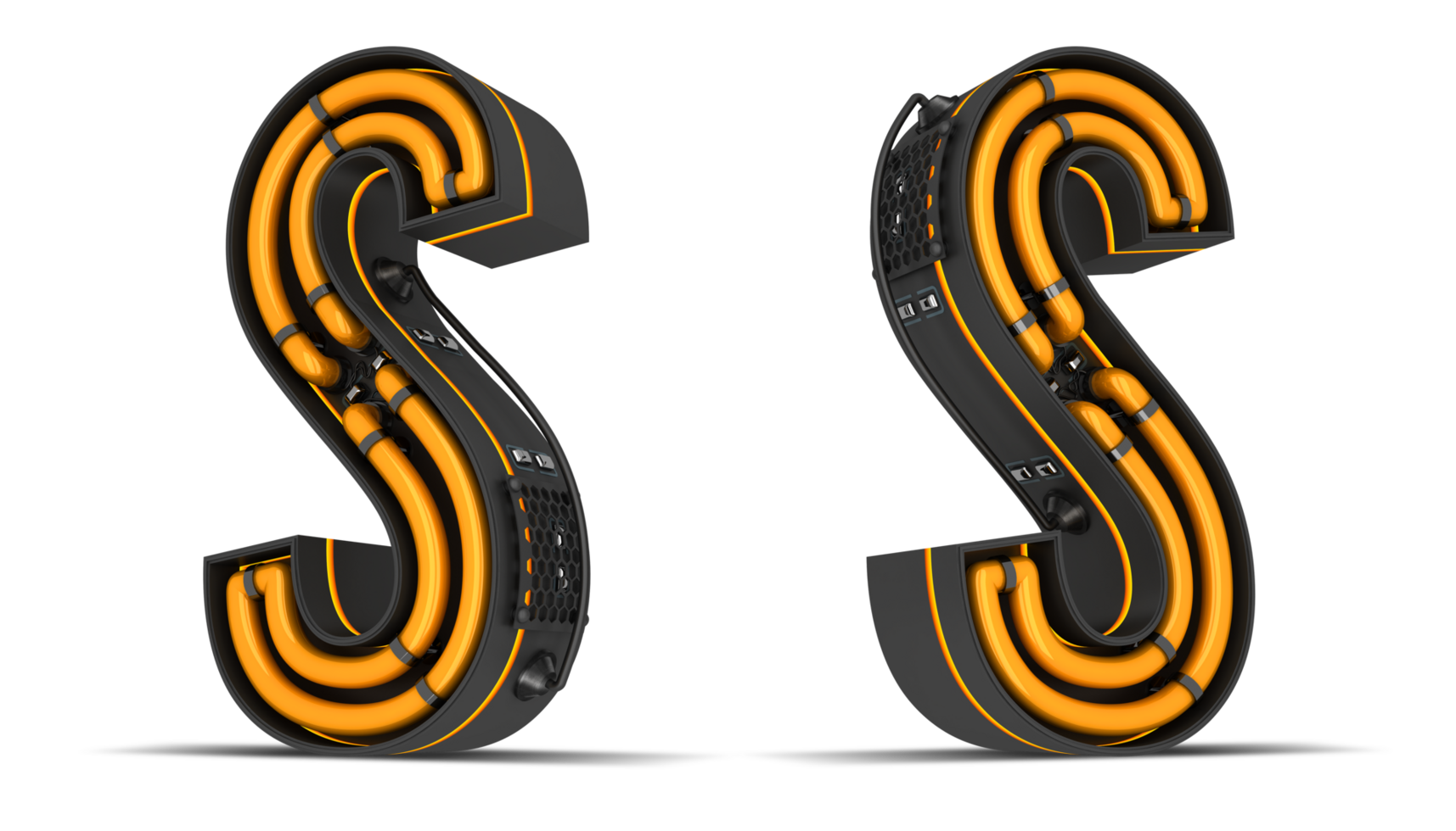 Alphabet Neon light 3d rendering illustration png