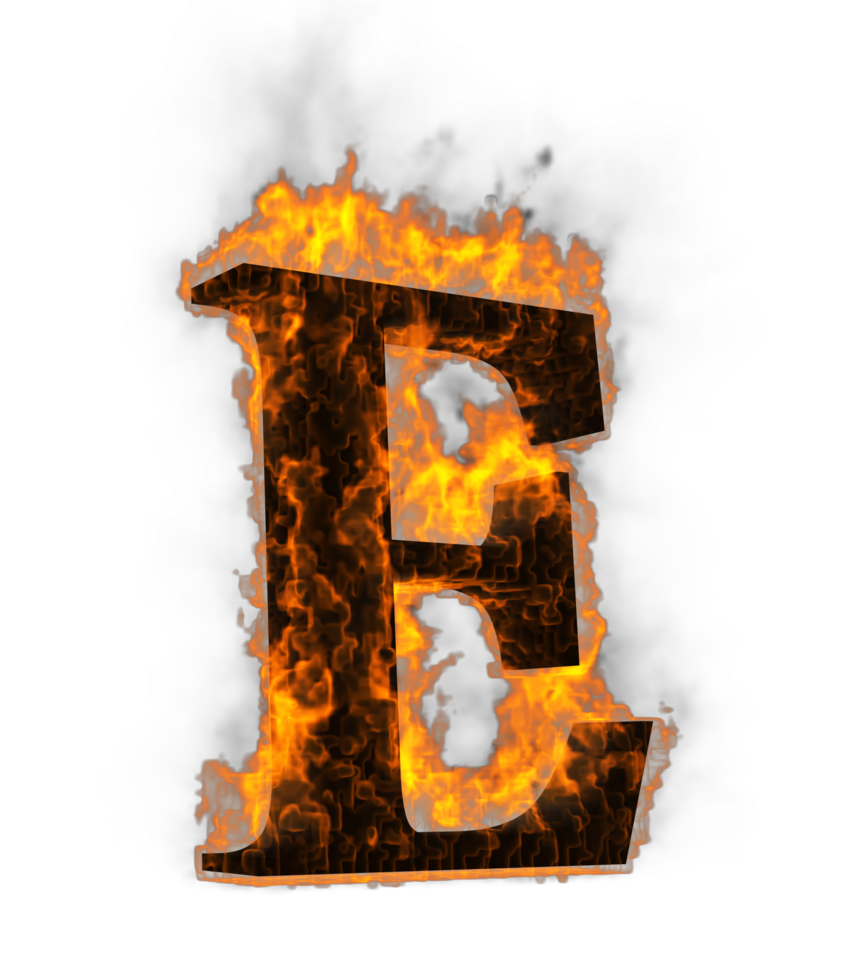 Fire alphabet 3d Rendering illustration. png