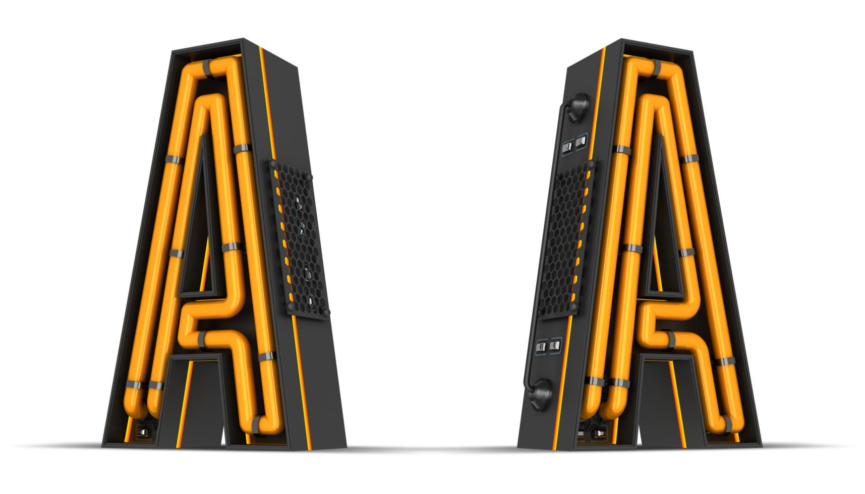 Alphabet Neon light 3d rendering illustration png