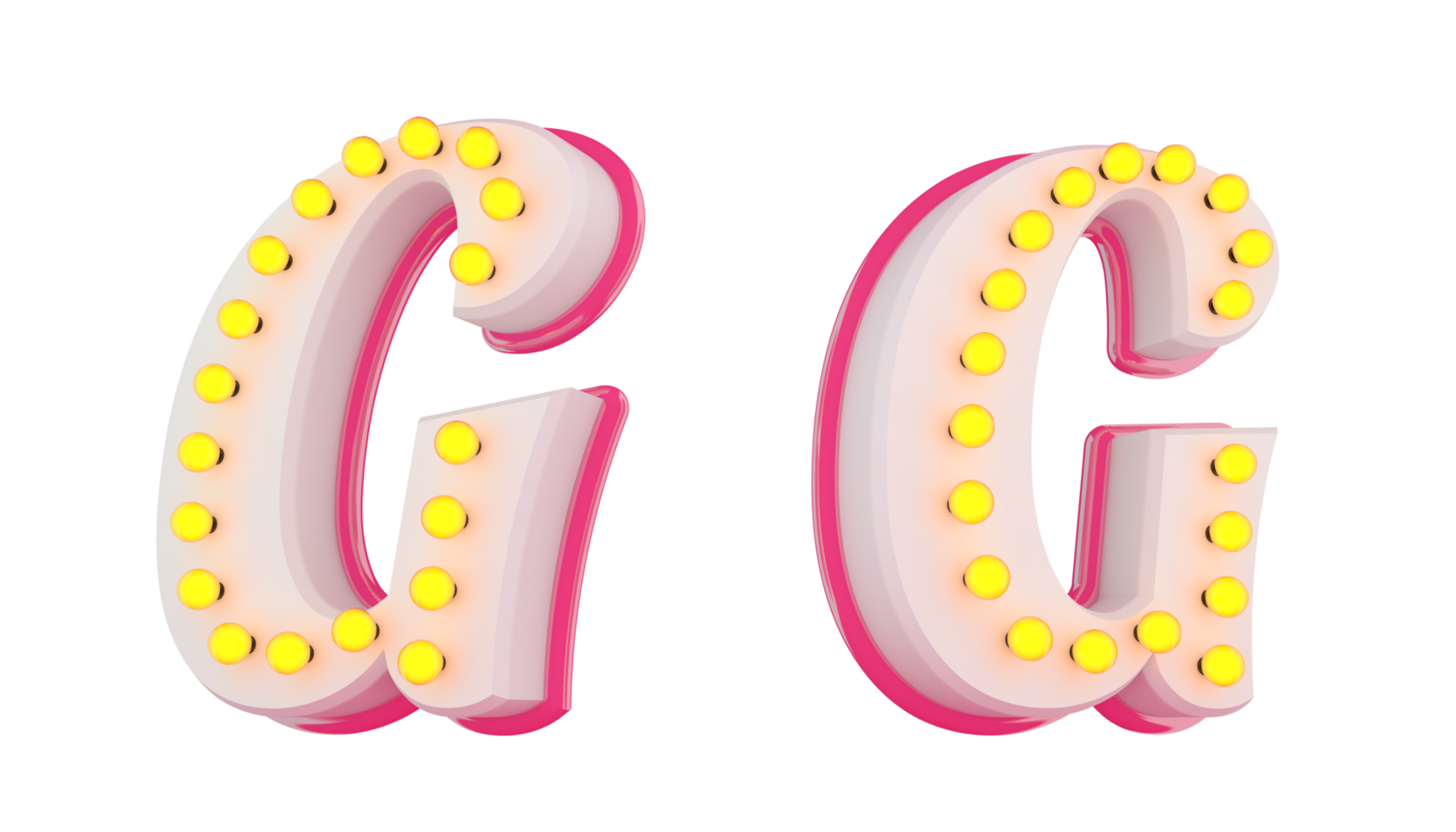 White 3d alphabet pink line with light bulb decorate png