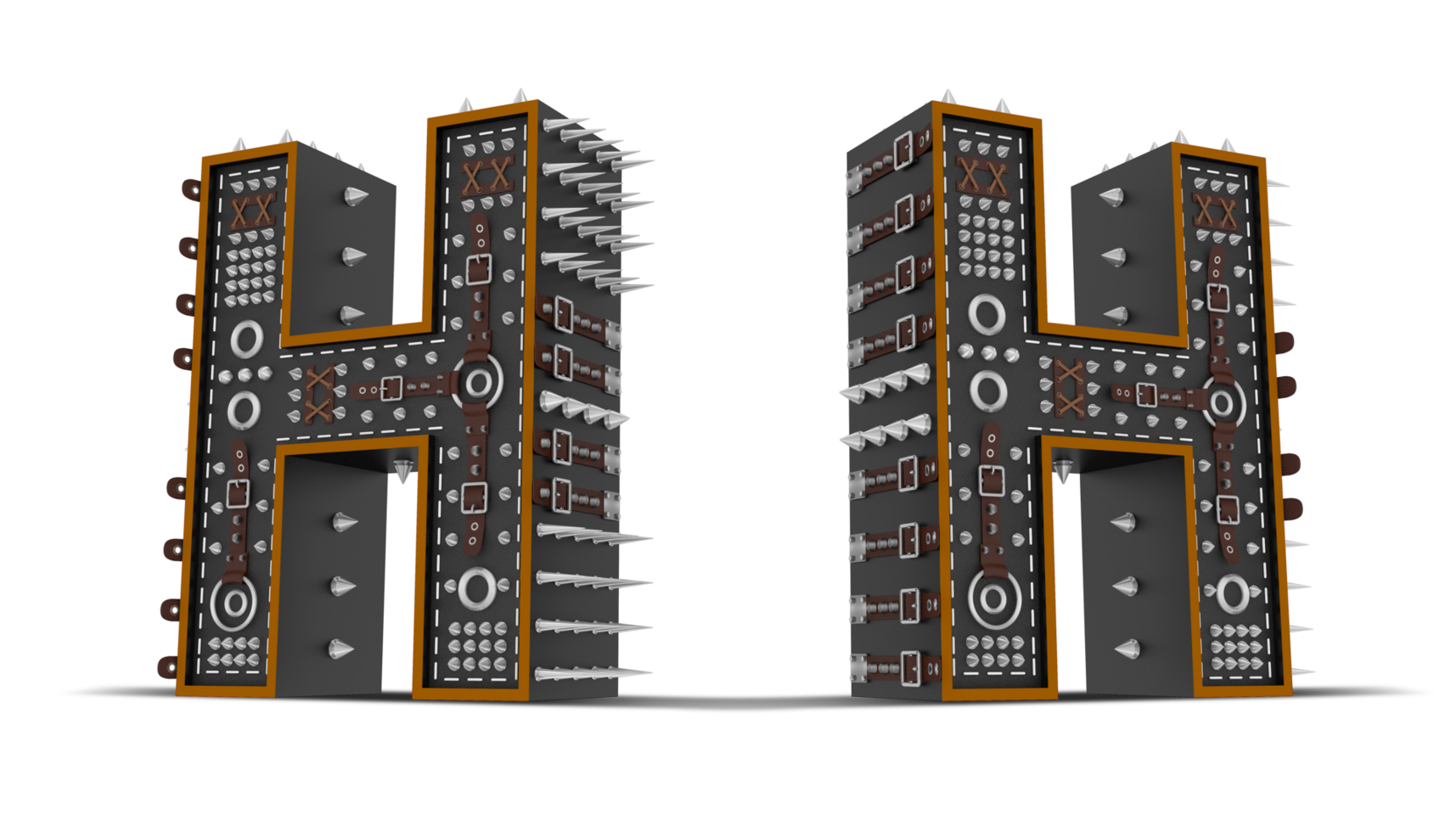 3d Alphabet Punk style, 3d rendering. png