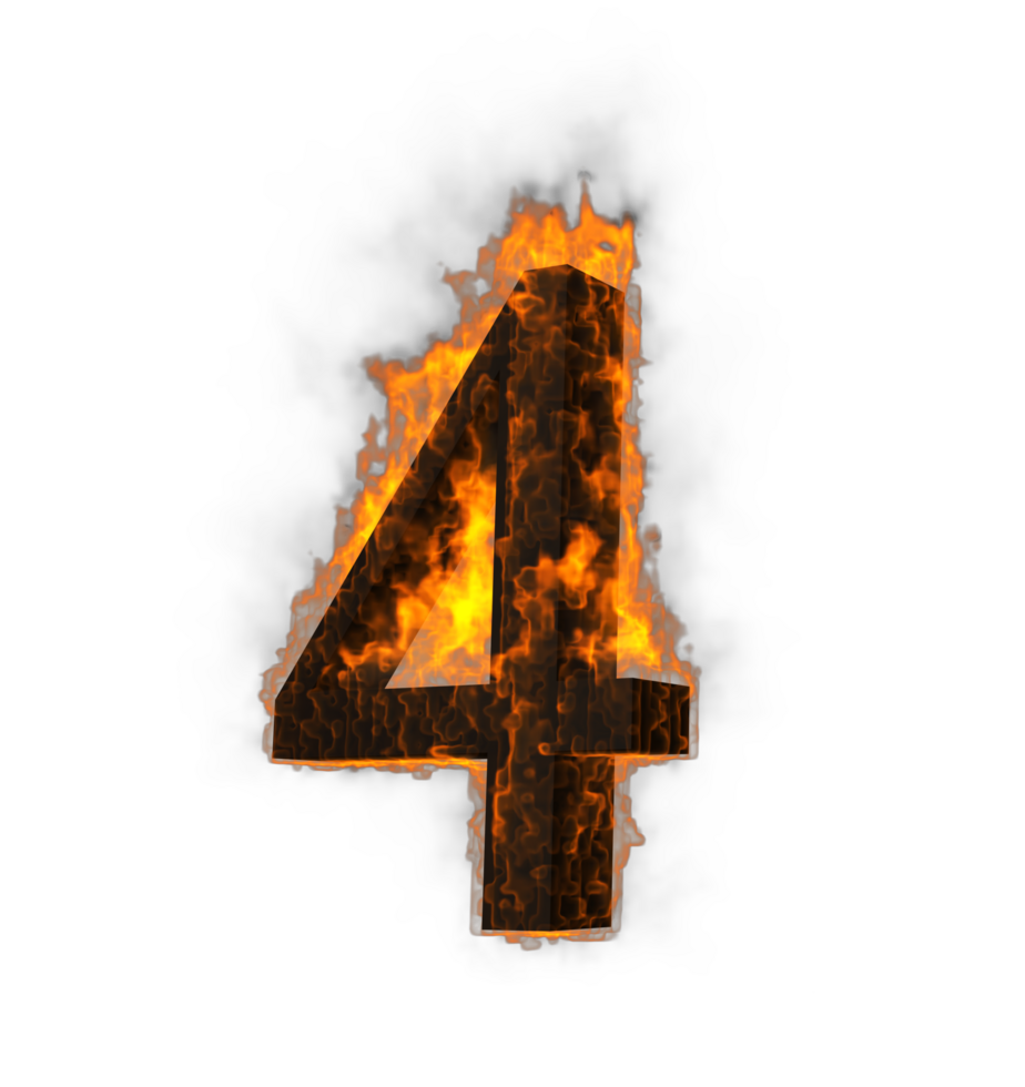 Fire number 3d Rendering illustration. png