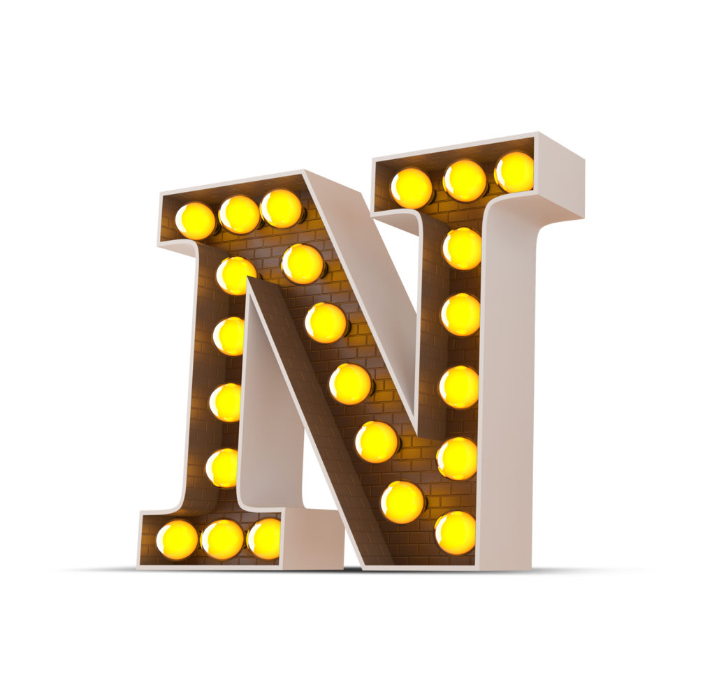 3d alphabet with light bulb. png