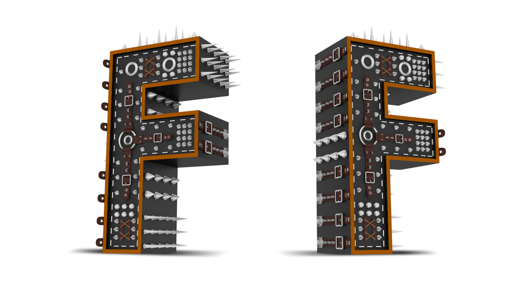 3d Alphabet Punk style, 3d rendering. png