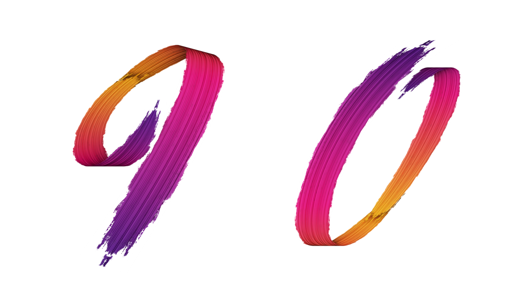 3d number calligraphy oil paint style png