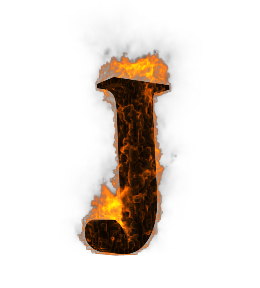 Fire alphabet 3d Rendering illustration. png