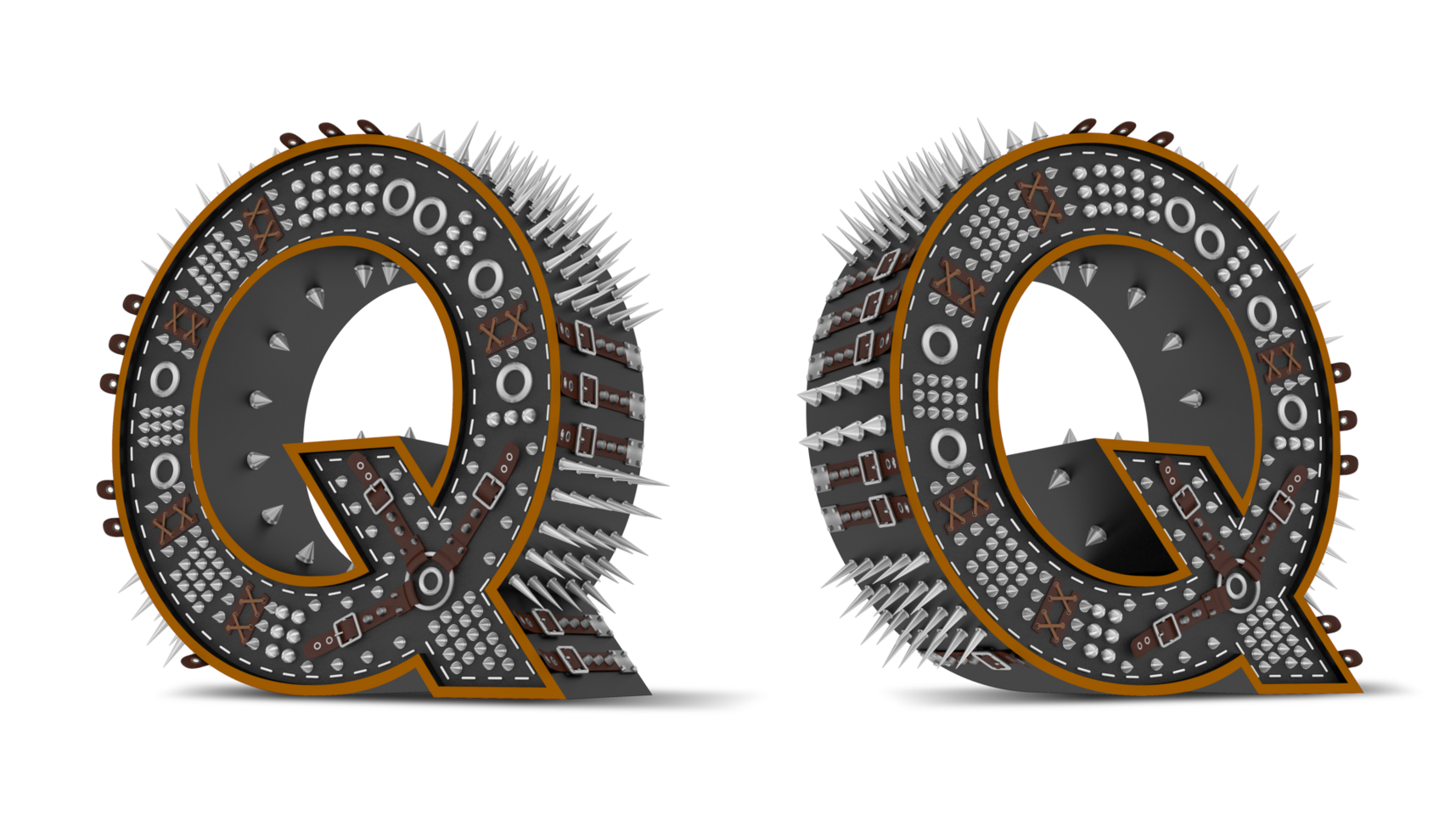 3d Alphabet Punk style, 3d rendering. png
