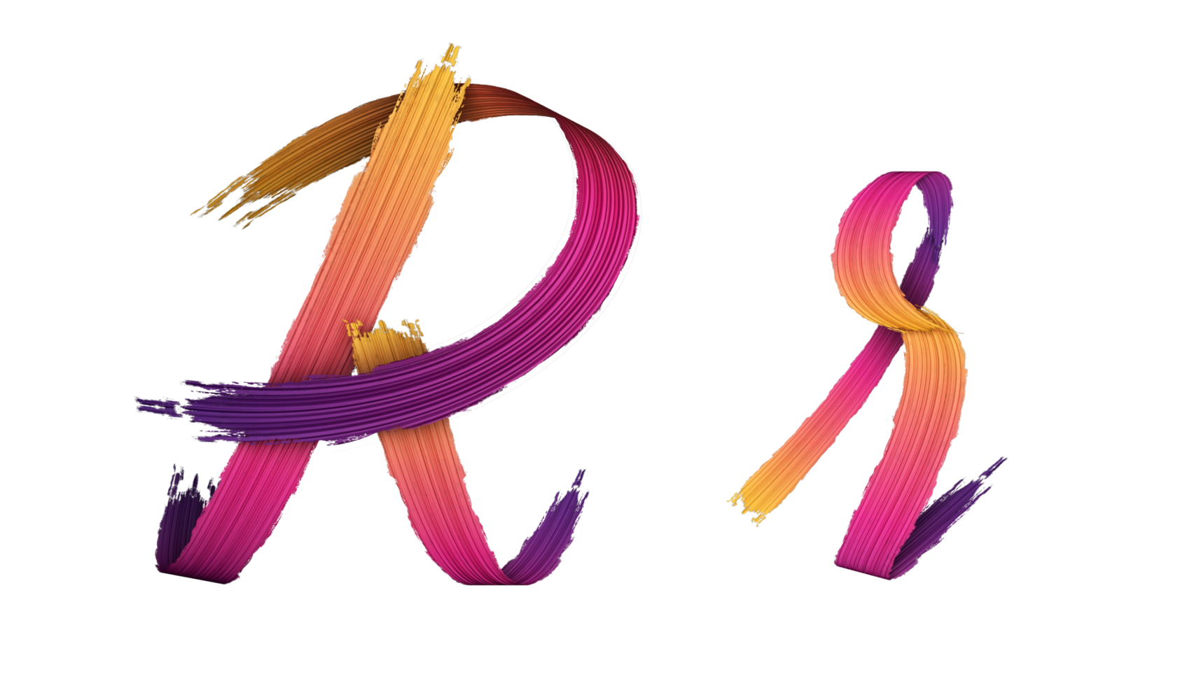 3d alphabet calligraphy oil paint style, 3d rendering png