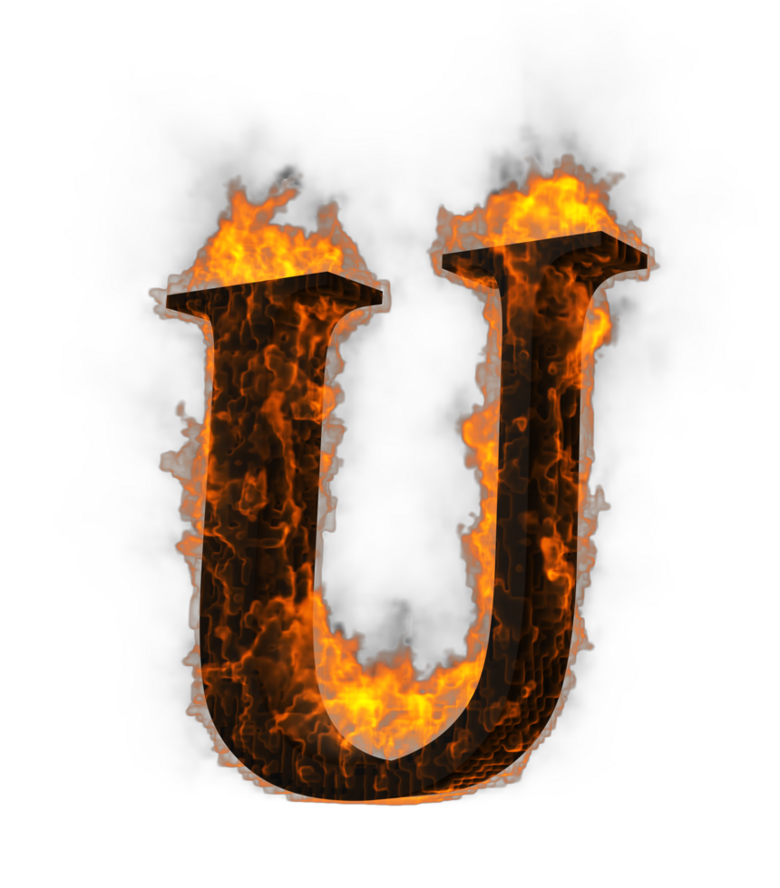 Fire alphabet 3d Rendering illustration. png