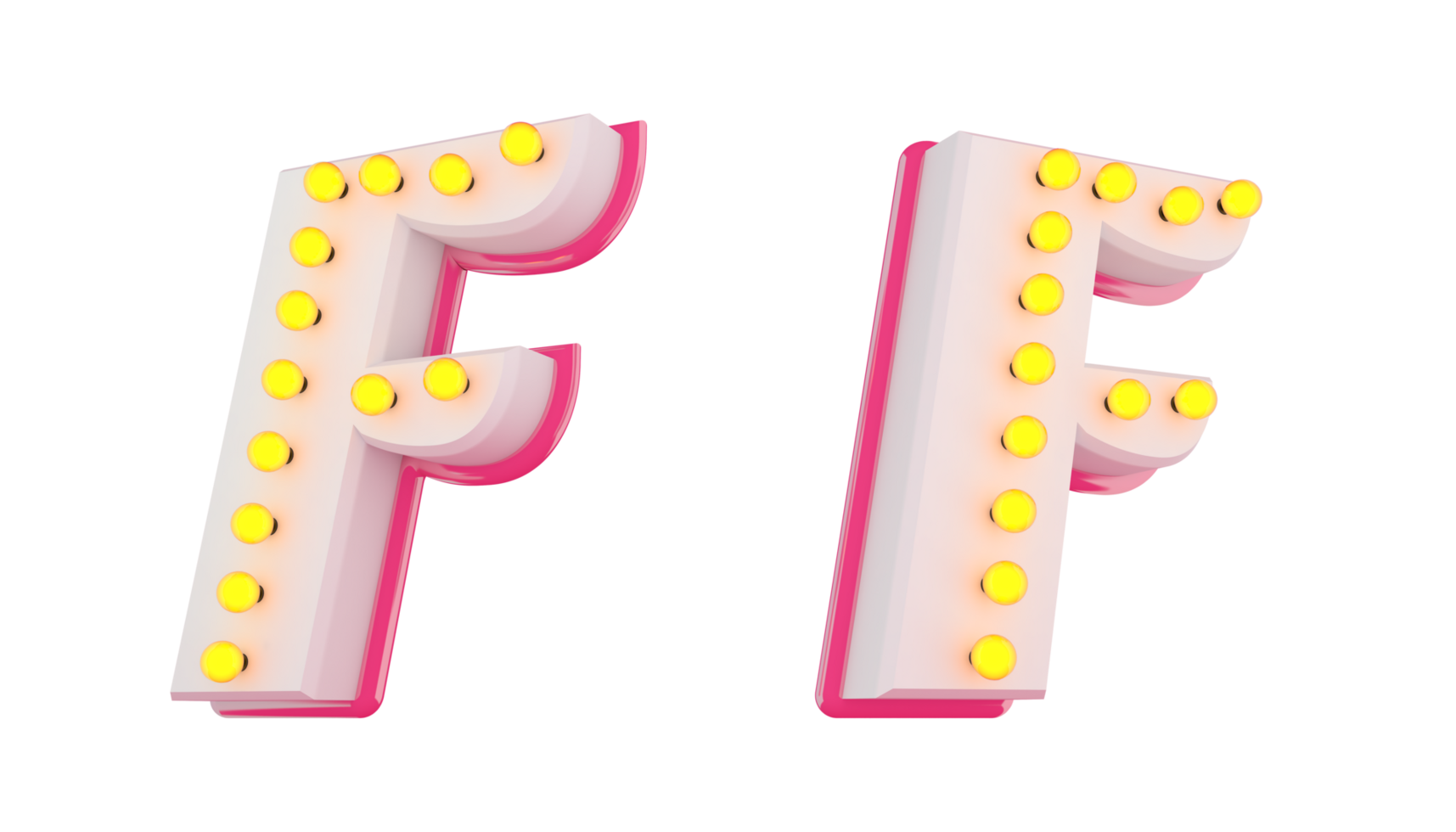 White 3d alphabet pink line with light bulb decorate png
