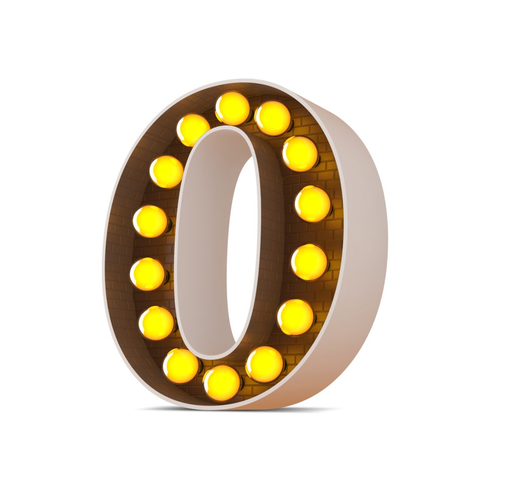 3d number with light bulb, 3d rendering png