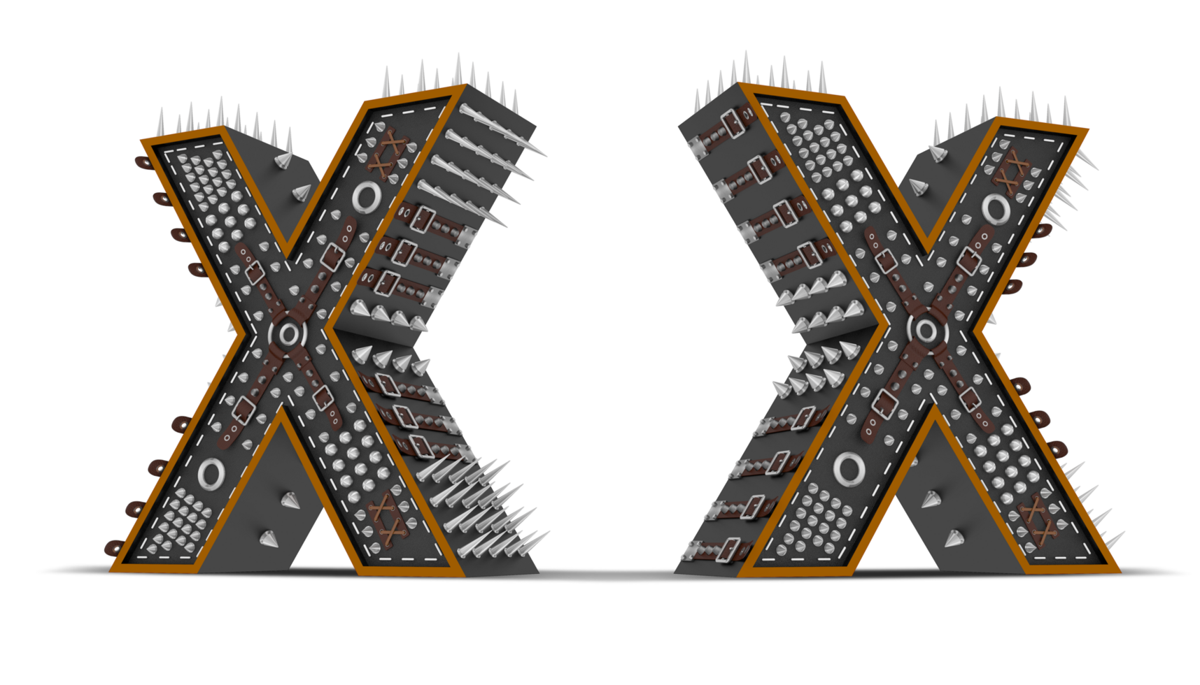 3d Alphabet Punk style, 3d rendering. png