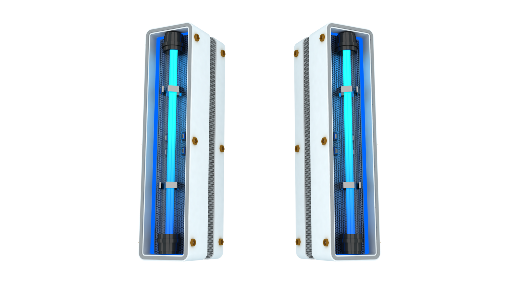 White alphabet with blue neon light 3d rendering png