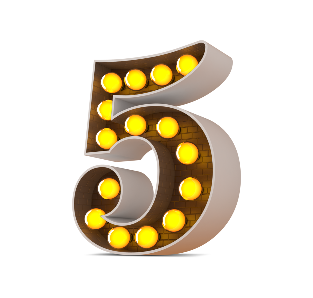 3d number with light bulb, 3d rendering png