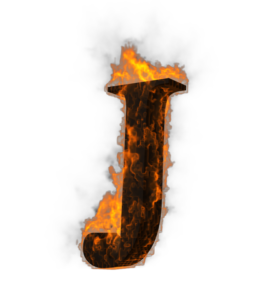 Fire alphabet 3d Rendering illustration. png