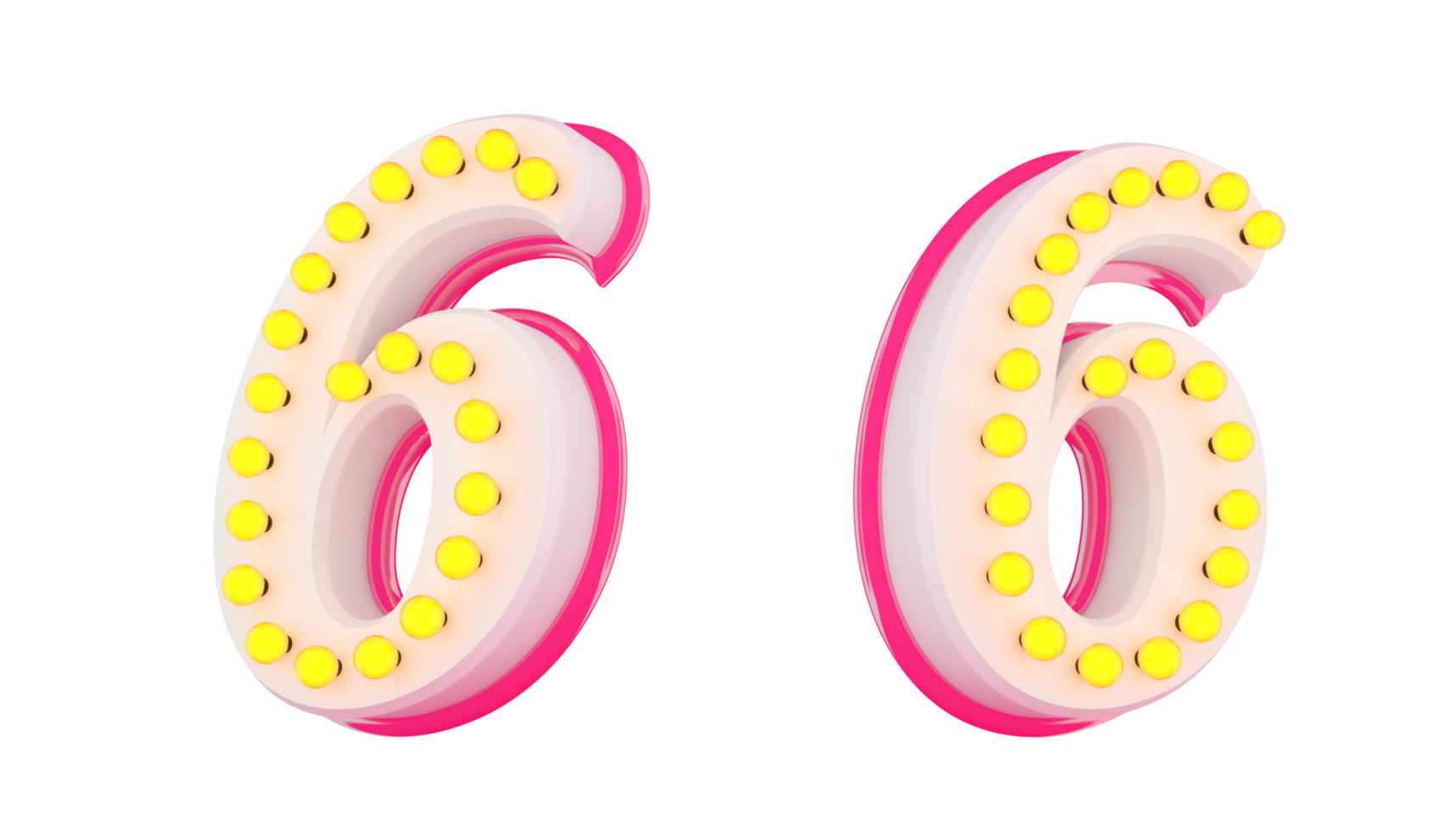 White 3d number with pink line and light bulb decoration png