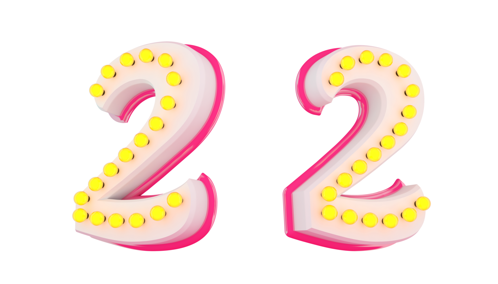 White 3d number with pink line and light bulb decoration png