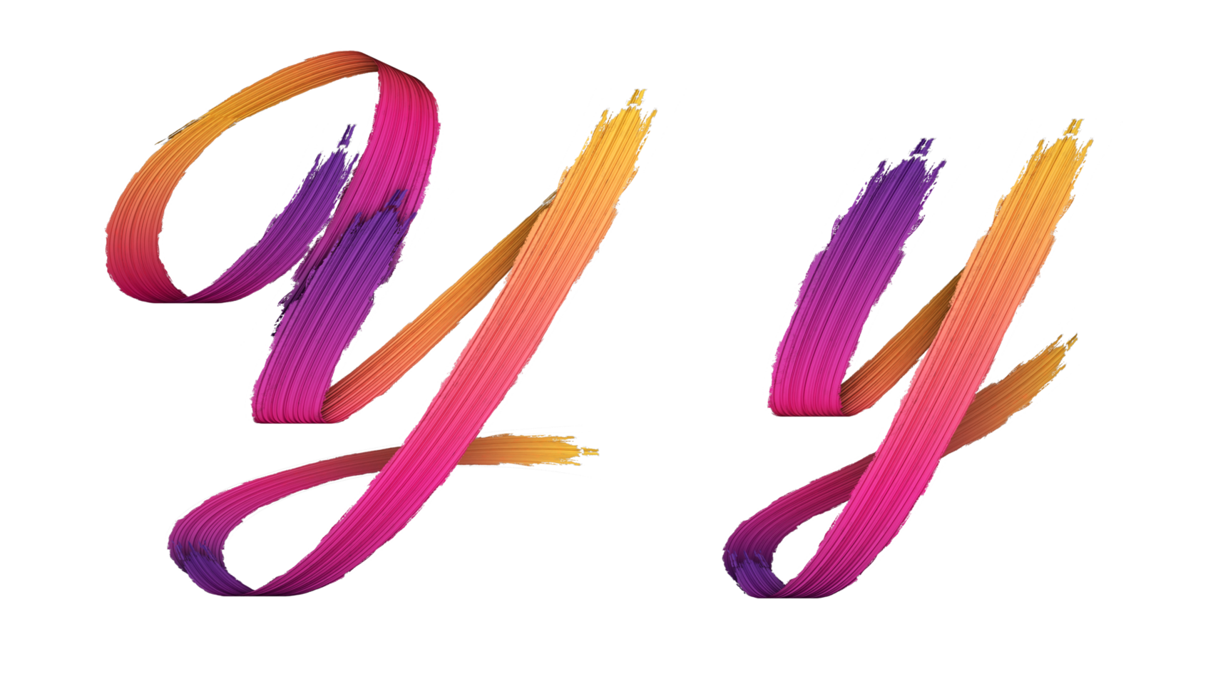 3d alphabet calligraphy oil paint style, 3d rendering png