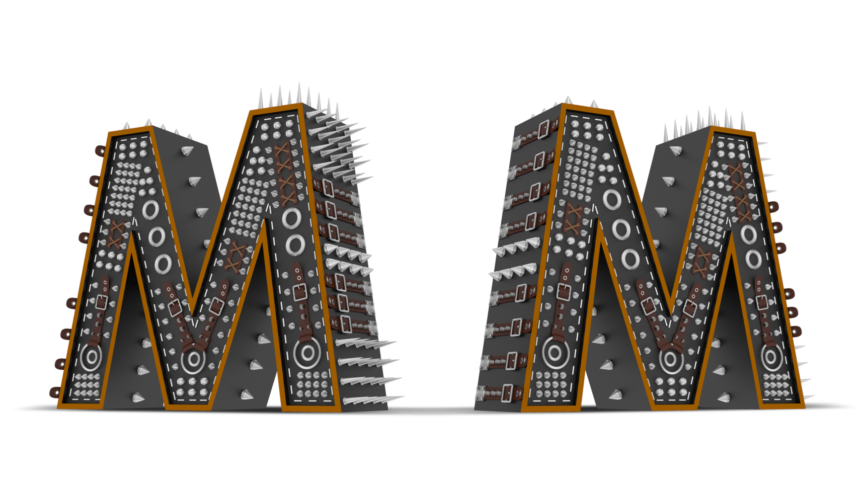 3d Alphabet Punk style, 3d rendering. png