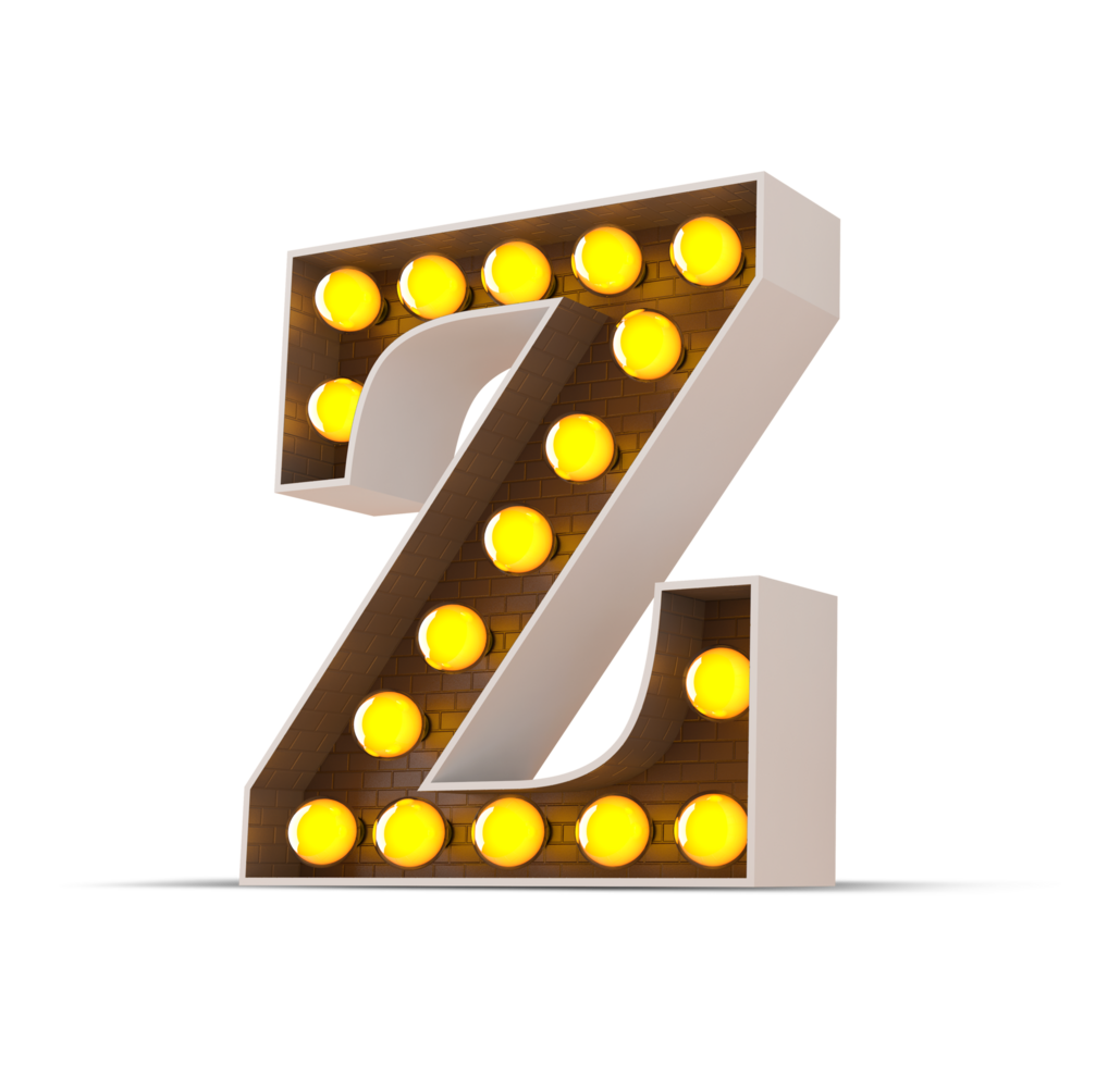 3d alphabet with light bulb. png