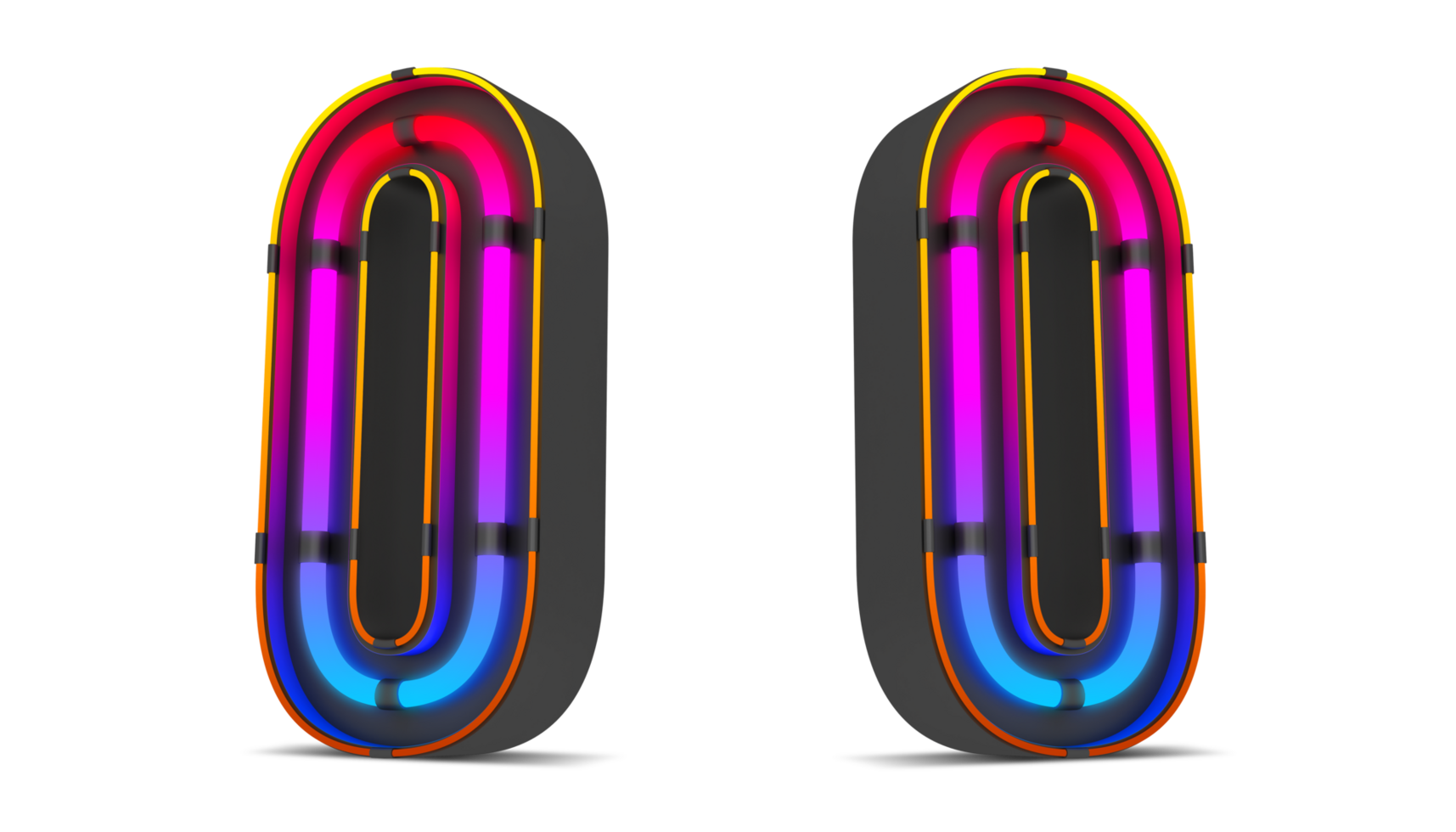Black alphabet with colorful neon light. png