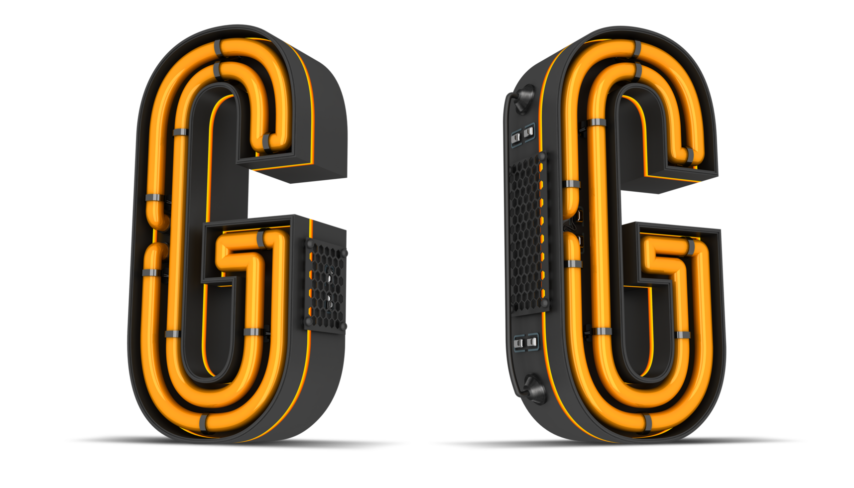 Alphabet Neon light 3d rendering illustration png