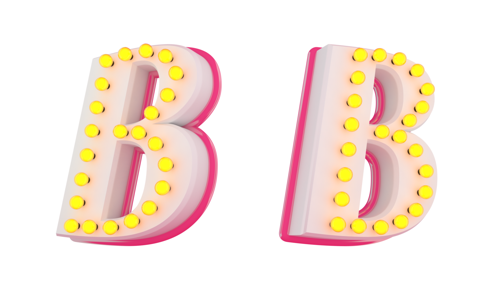 White 3d alphabet pink line with light bulb decorate png