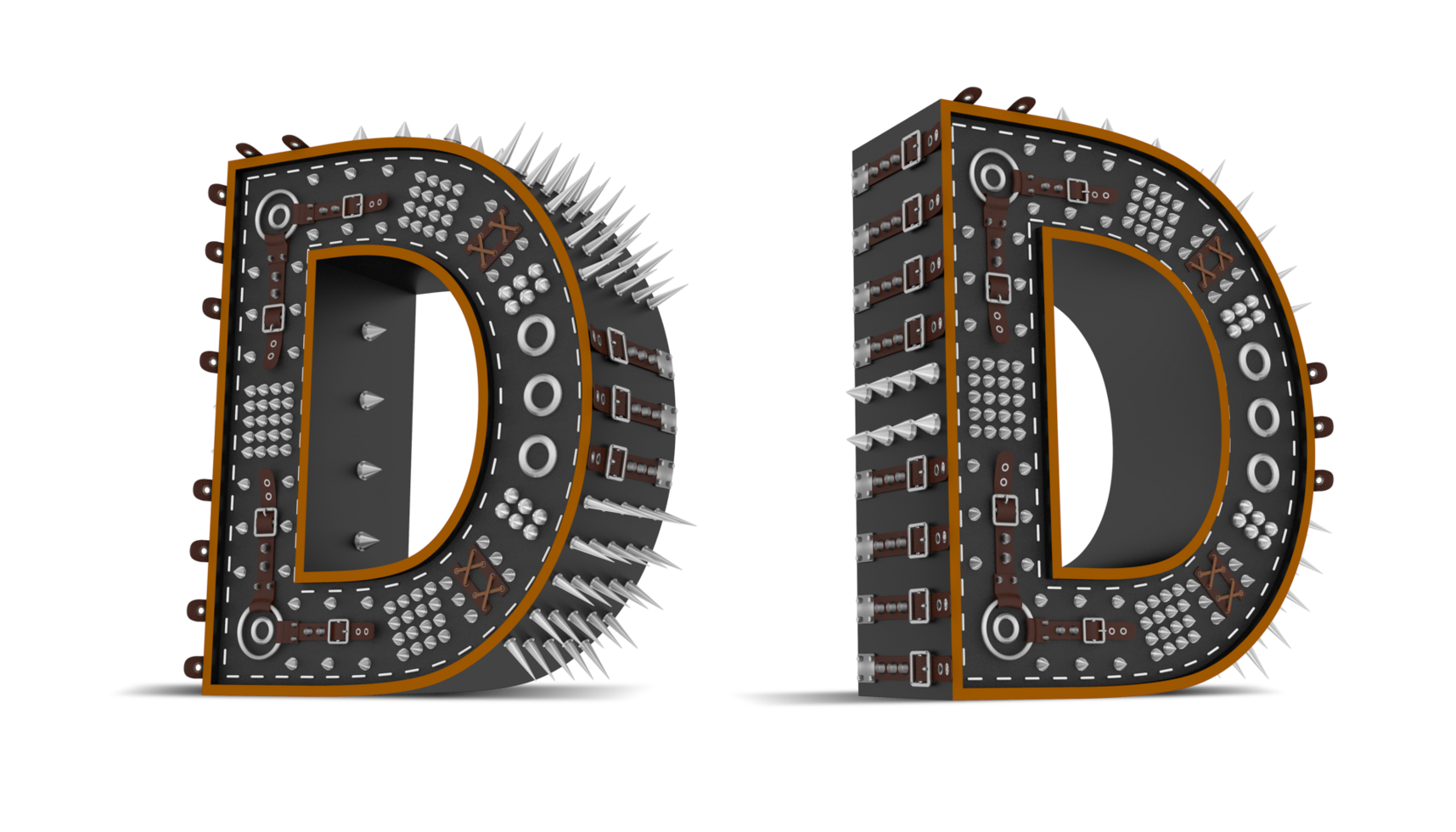 3d Alphabet Punk style, 3d rendering. png