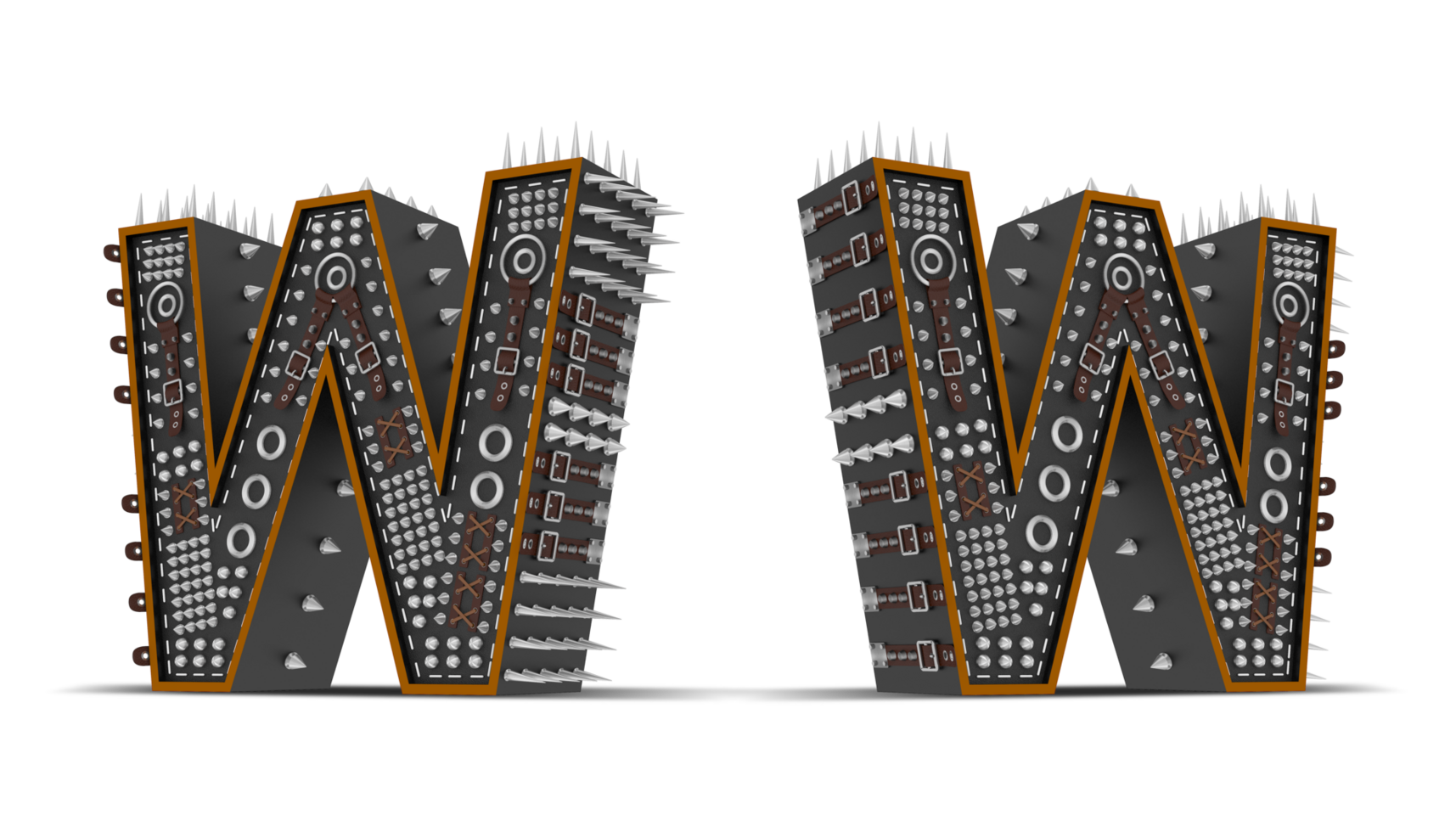 3d Alphabet Punk style, 3d rendering. png