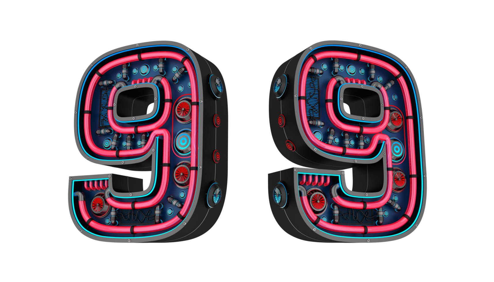 Black number with Red and blue Neon light and has a cooling system png