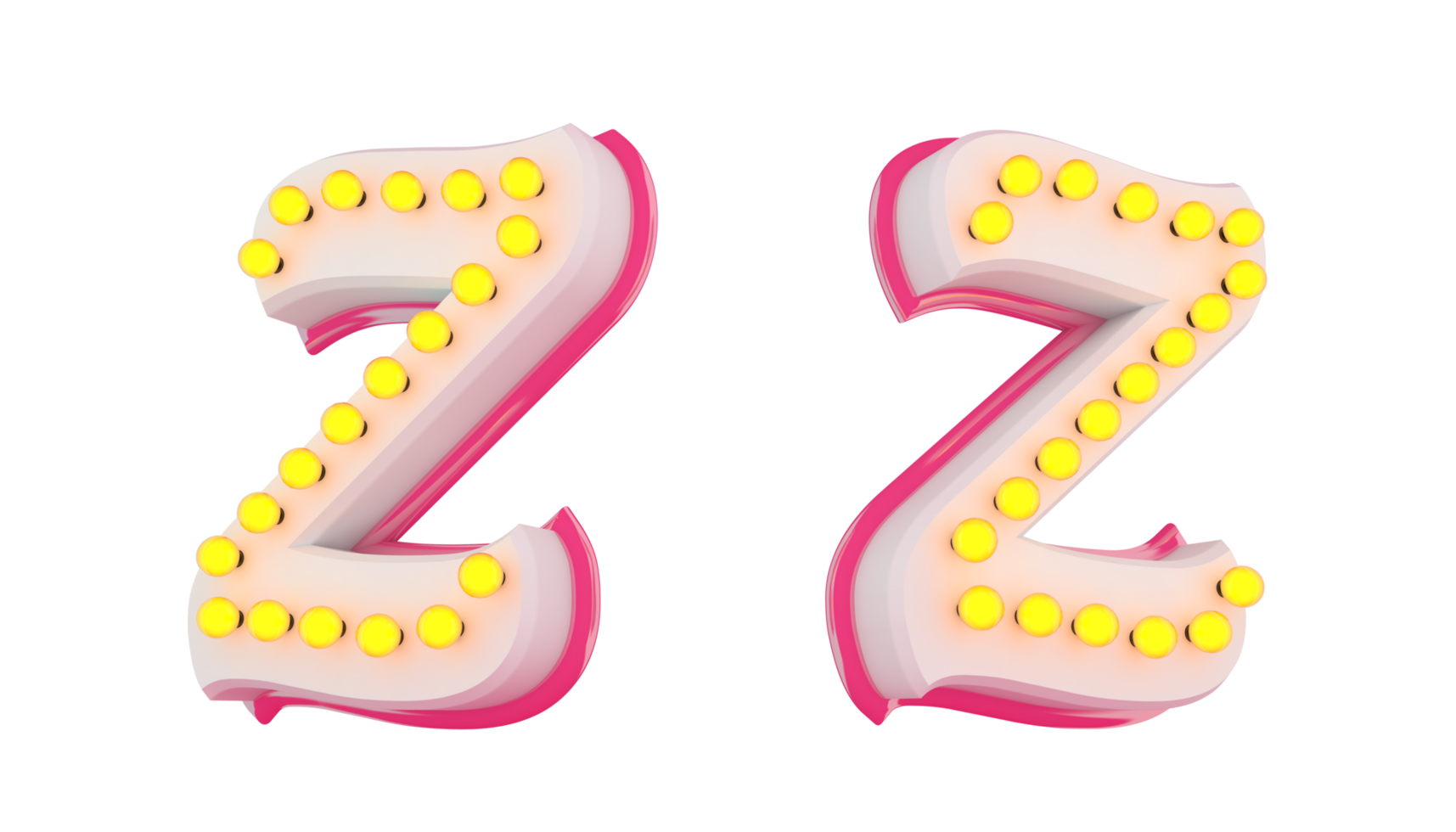 White 3d alphabet pink line with light bulb decorate png