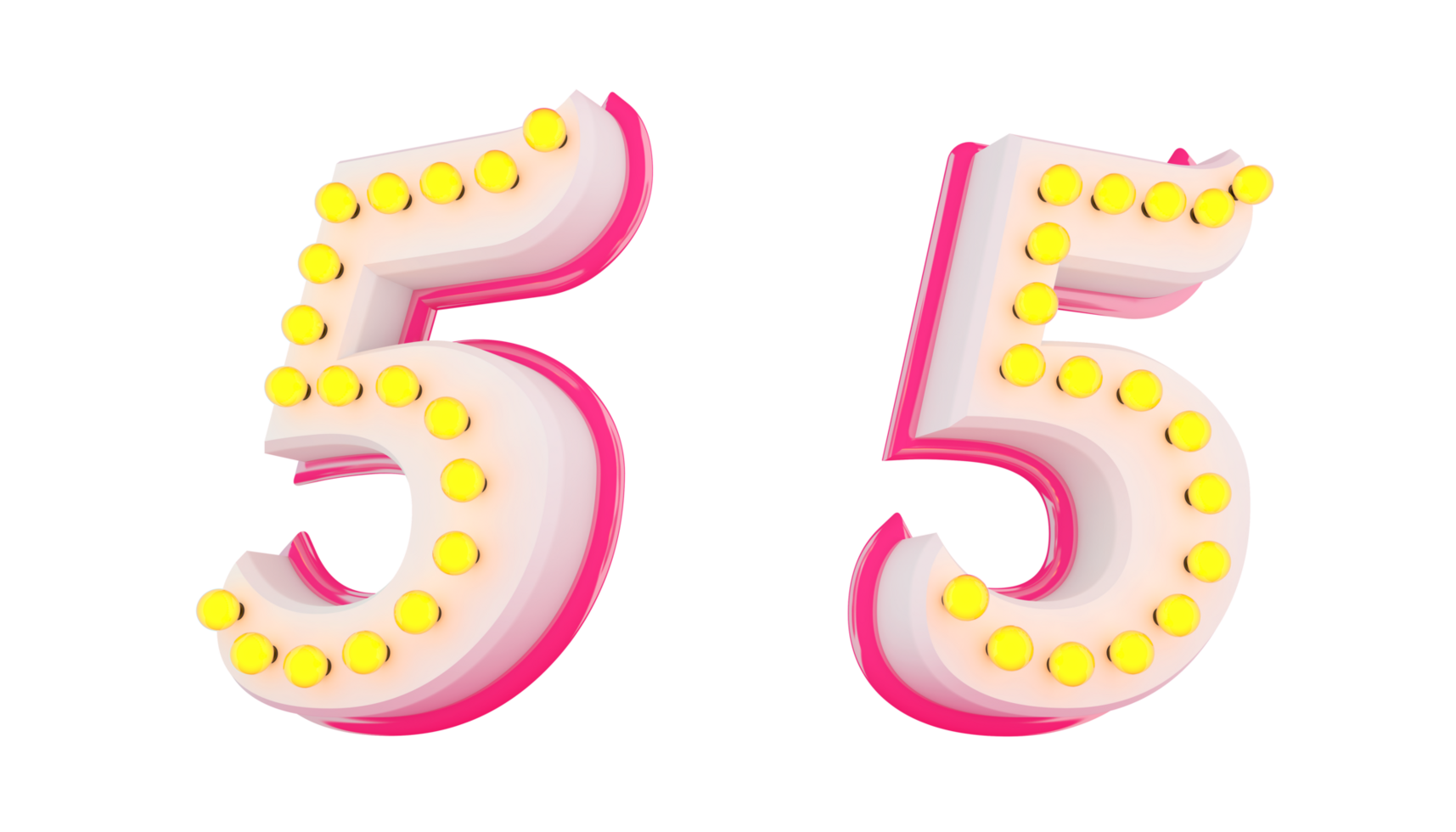 White 3d number with pink line and light bulb decoration png