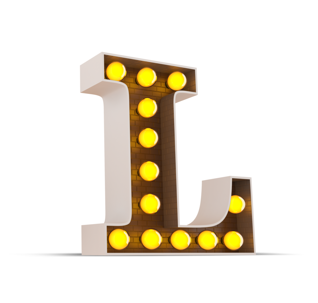 3d alphabet with light bulb. png