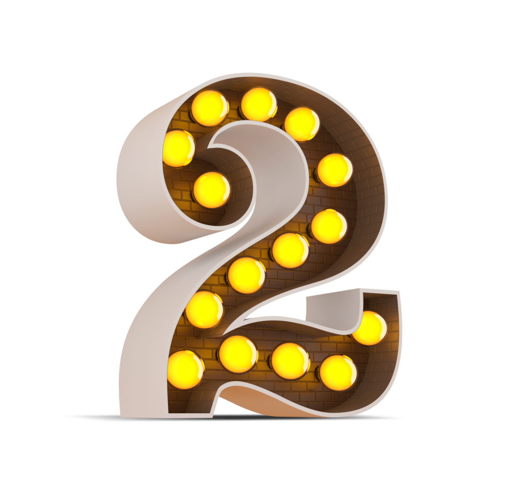 3d number with light bulb, 3d rendering png