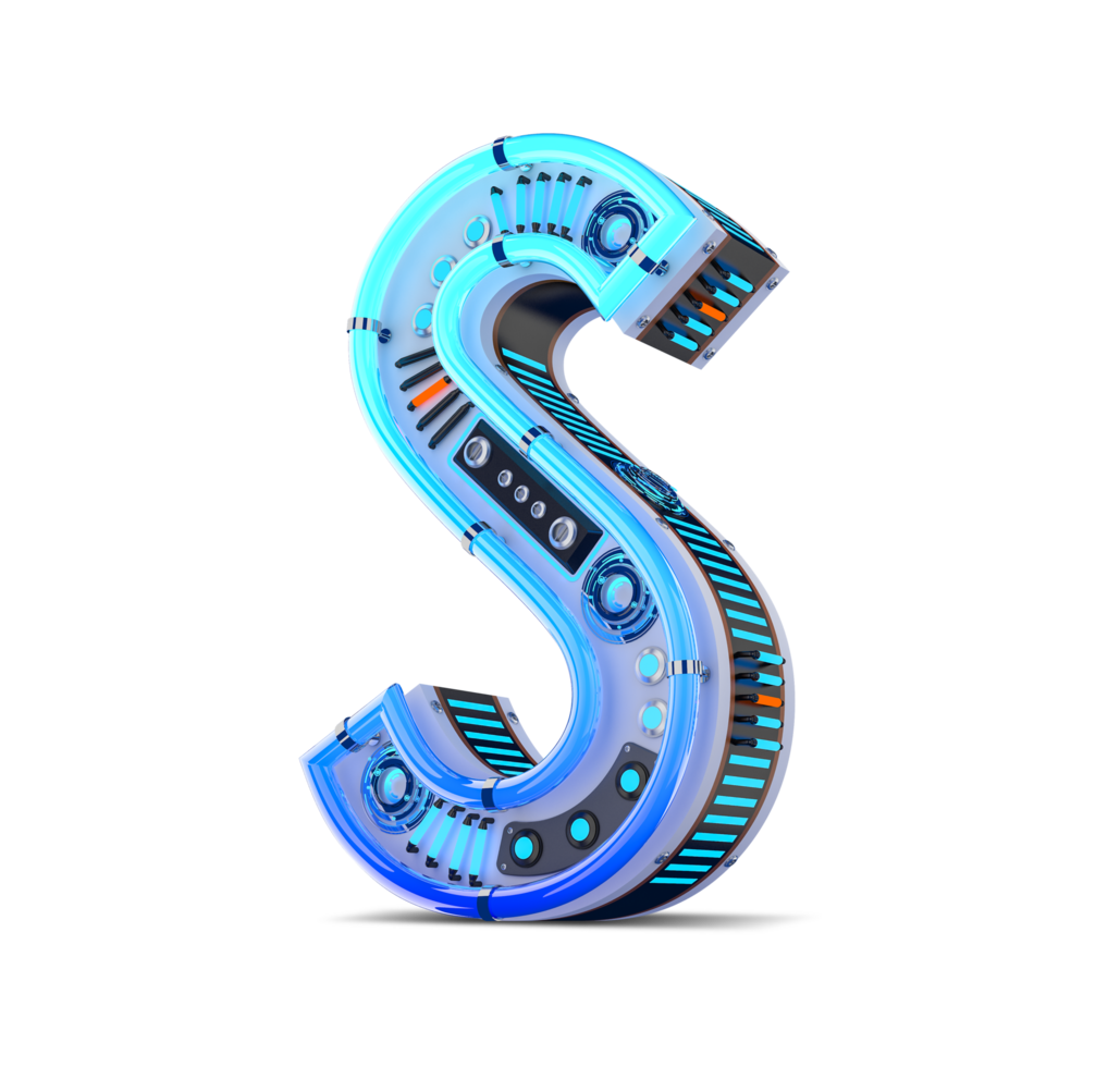 3d alfabeto con blu neon e neon leggero effetto. png