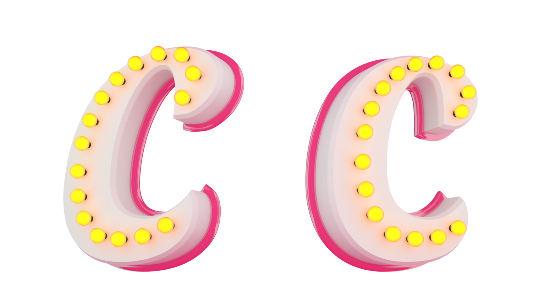 White 3d alphabet pink line with light bulb decorate png