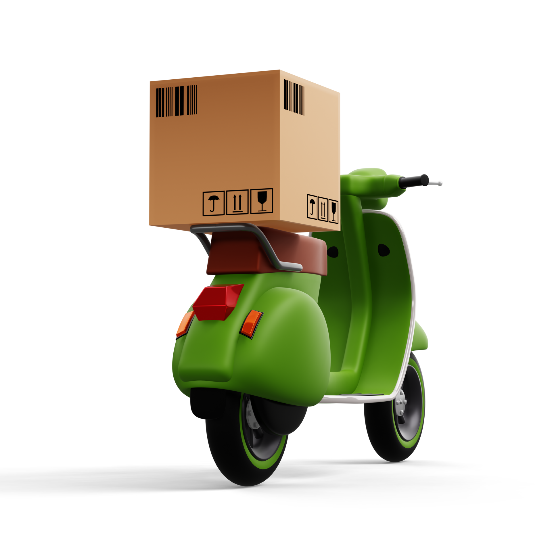 Motorcycle with parcel box, Delivery Courier service, 3d rendering