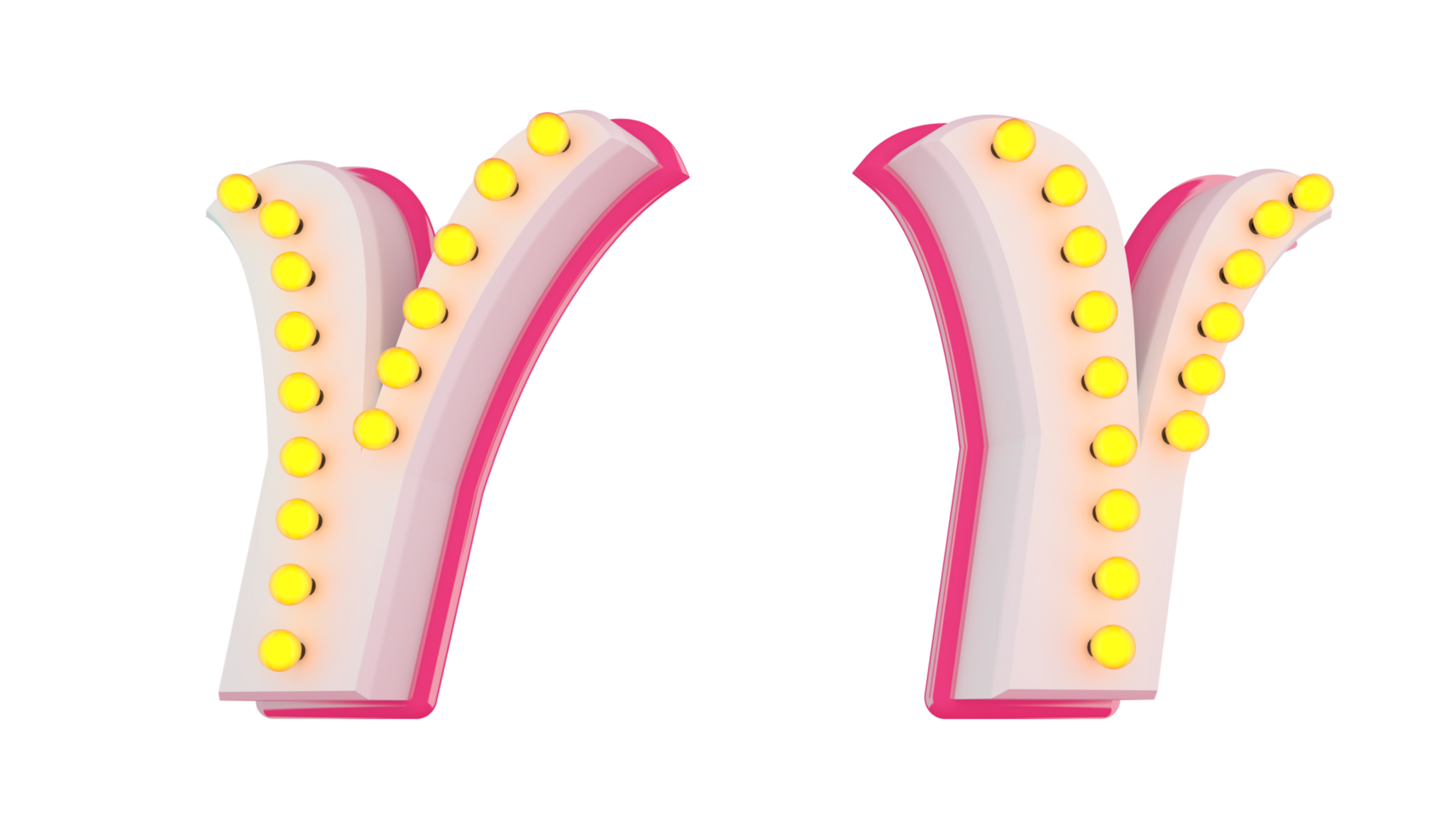 White 3d alphabet pink line with light bulb decorate png