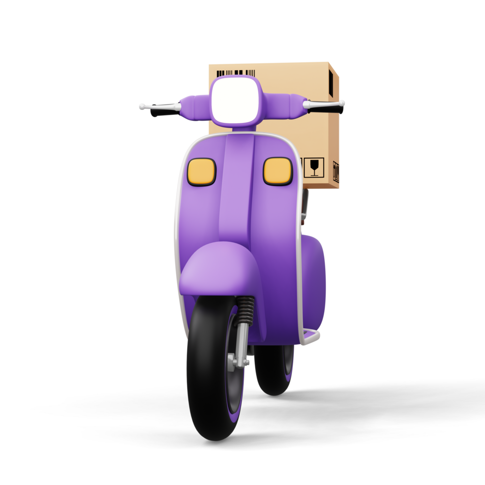 Motorcycle with parcel box, Delivery Courier service, 3d rendering png