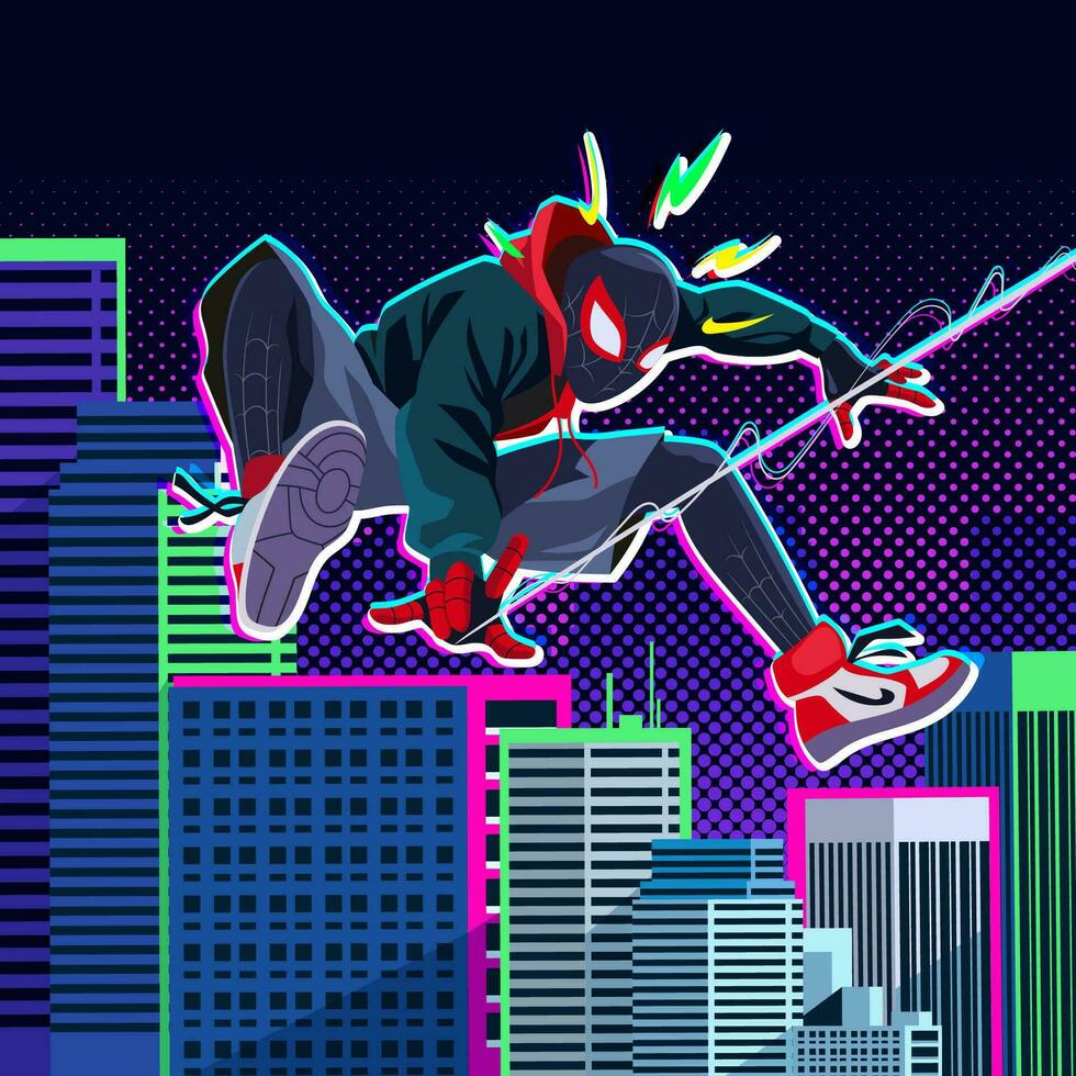 Teenage Superhero in Spider Suit vector