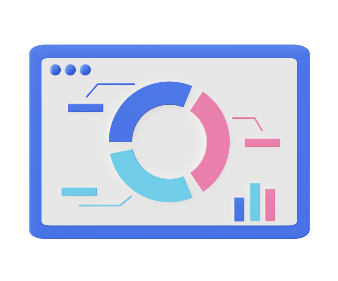 3d illustration icon of blue pie chart statistic png