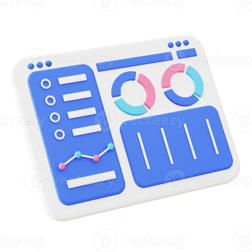 3d illustration icon of blue infographic with pie chart png