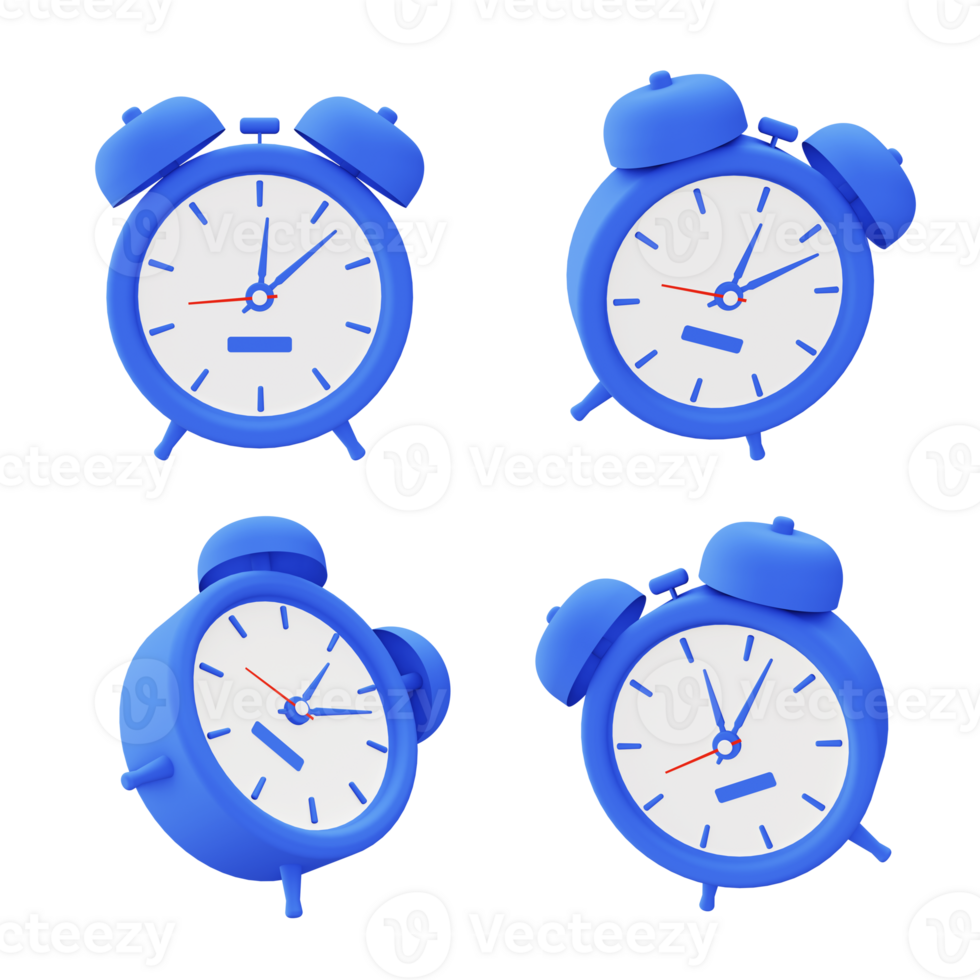 3d illustration icon of blue alarm clock timer png