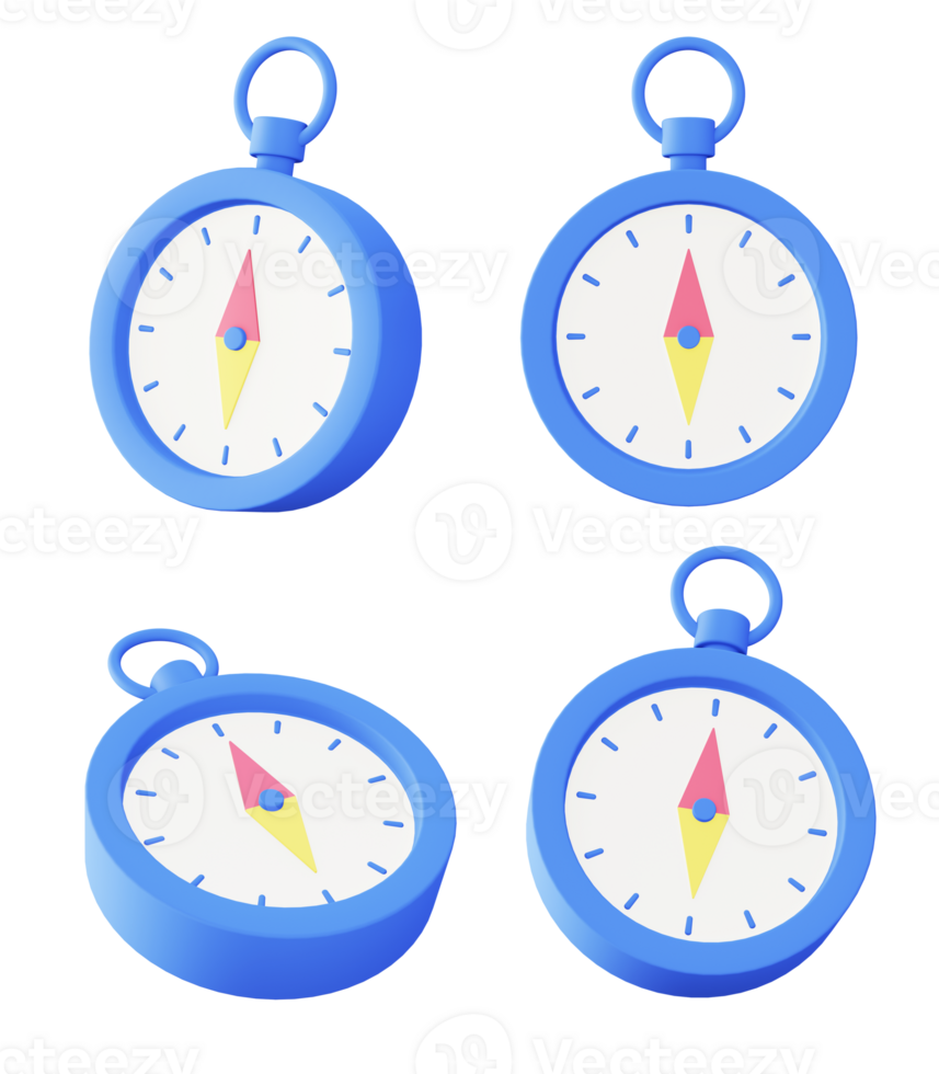 3d illustration icon of blue direction compass 24830867 PNG