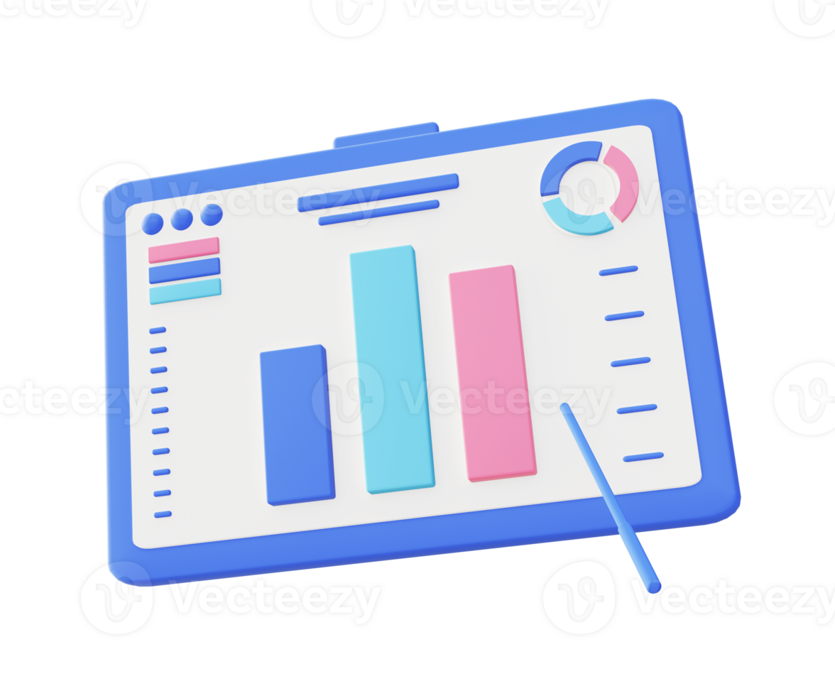 3d illustration icône de bleu statistique graphique présentation png