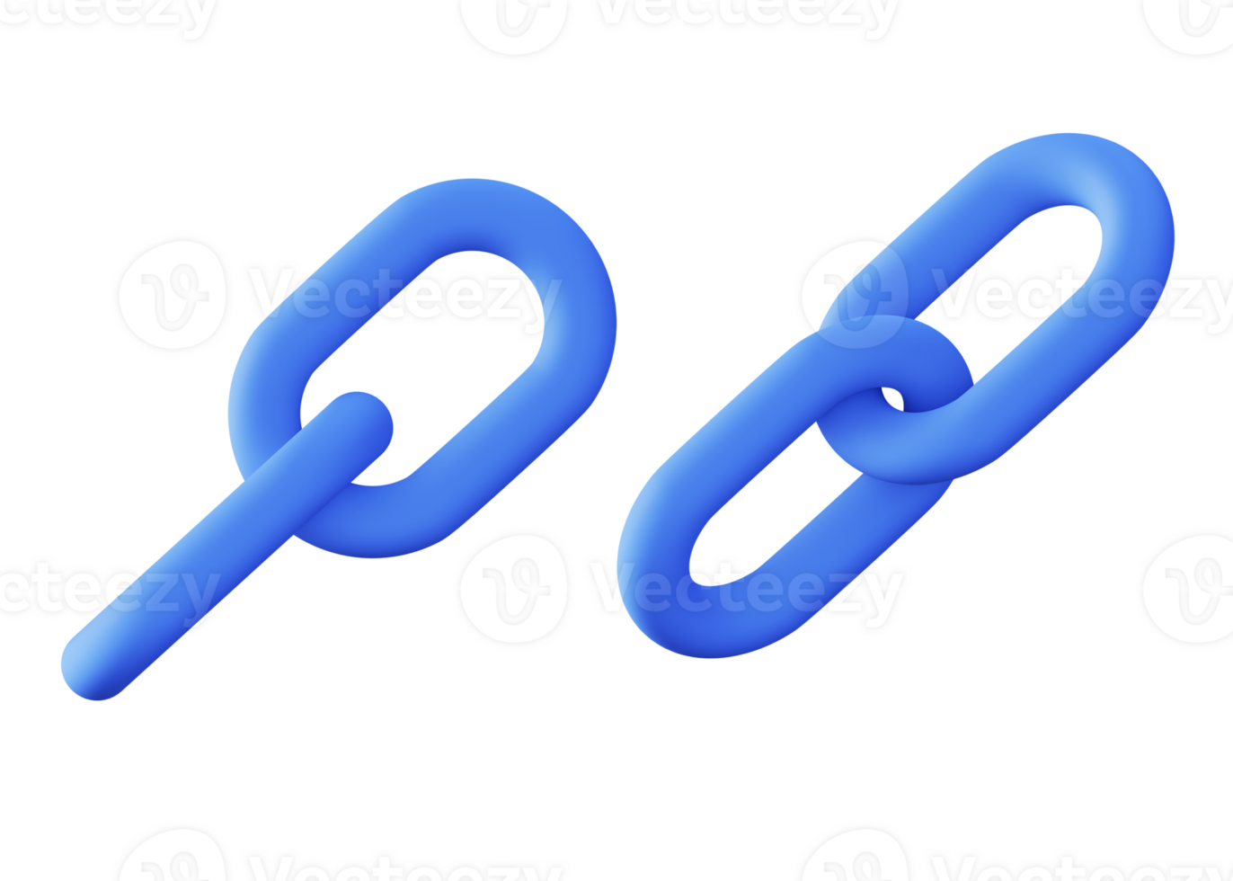 3d illustration icon of blue chain link png