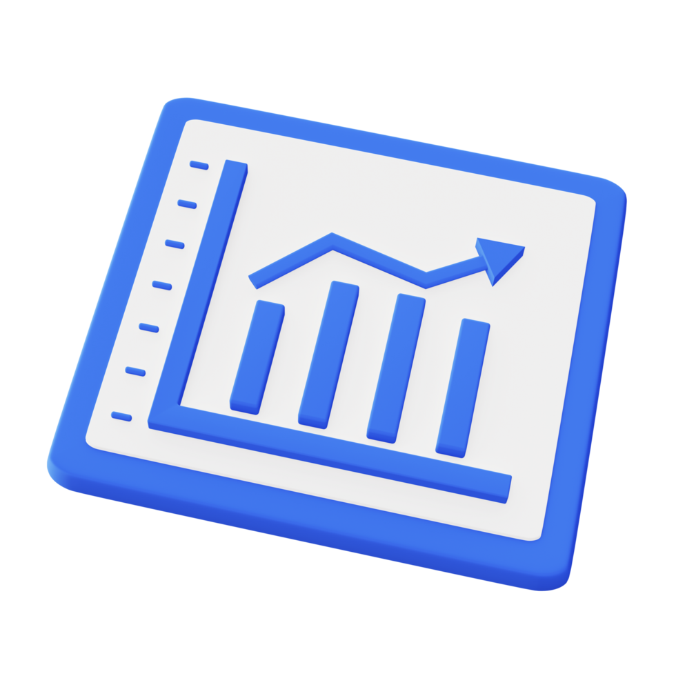 3d illustration ikon av blå tillväxt statistisk Graf sida png