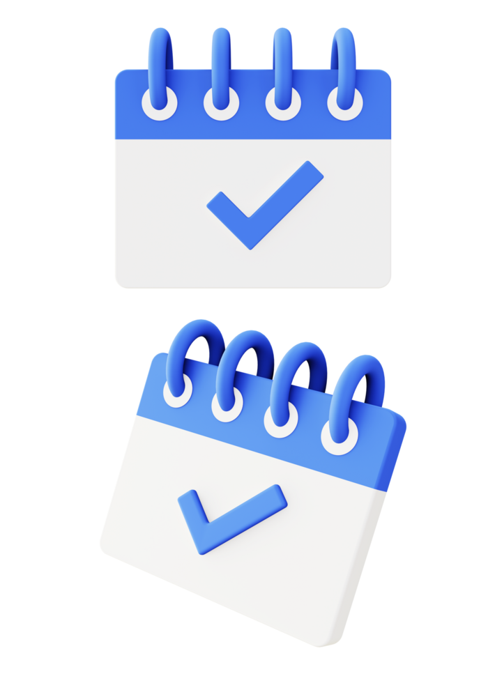 3d ilustración icono de azul calendario Lista de Verificación png